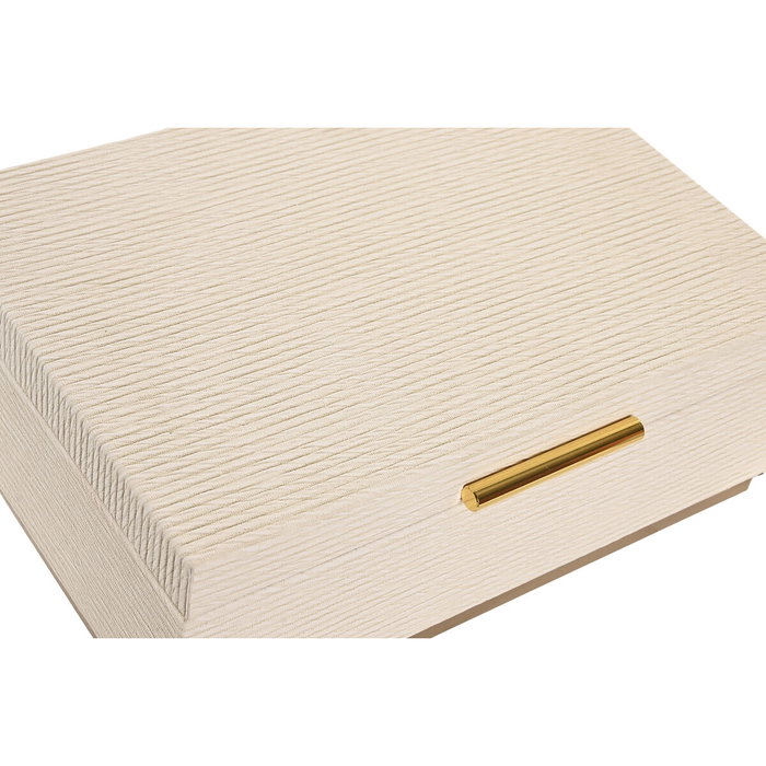 DKD Home Decor Set de 2 Cajas de Madera 30x21x11 cm Blanco y Dorado DKD Home Decor Set de 2 Cajas de Madera 30x21x11 cm Blanco y Dorado