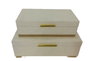 DKD Home Decor Set de 2 Cajas de Madera 30x21x11 cm Blanco y Dorado