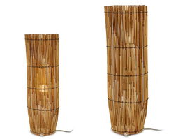 Giftdecor Lámpara Caña Redonda Pequeña 18.5x53x18.5 cm Natural Bambú (Set de 4)