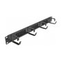DeLOCK Panel pasacables con cepillo de 19 pulgadas con 4 ganchos, 1U, Negro