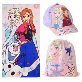 Disney Frozen Set Toalla 70x140cm, Saco y Gorra - Poliéster
