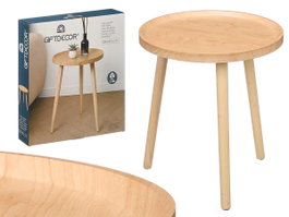 GIFTDECOR Mesa Auxiliar Redonda de Madera Natural