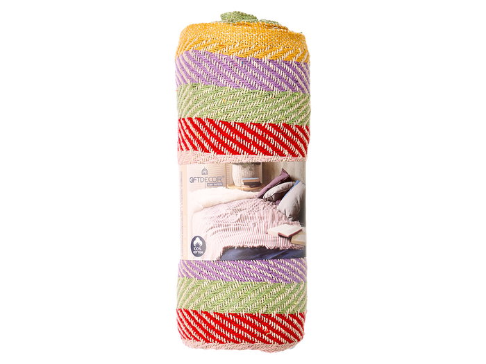Giftdecor Multiusos Multicolor 100% Algodón Estampado Rayas 125 x 150 cm (Set de 12)