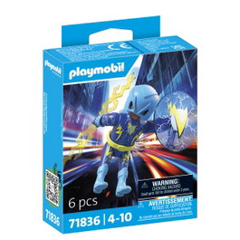 Playmobil 71836 Superhéroe Relámpago con Vara de Rayos y Escudo - Figura de Acción, Juguete para Niños +4 años