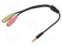 LogiLink CA0021 Adaptador de audio 3,5 mm de 4 pines a 2 x 3,5 mm para micrófono y auriculares, Negro