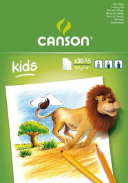 Canson Bloc de Dibujo para Niños Art Craft C400015581, Papel 90g/m² A5, 30 Hojas, Fabricado en Francia