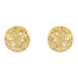 Adore Pendientes Naturale Mini Organic Circle Stud con Cristales de Swarovski Dorado