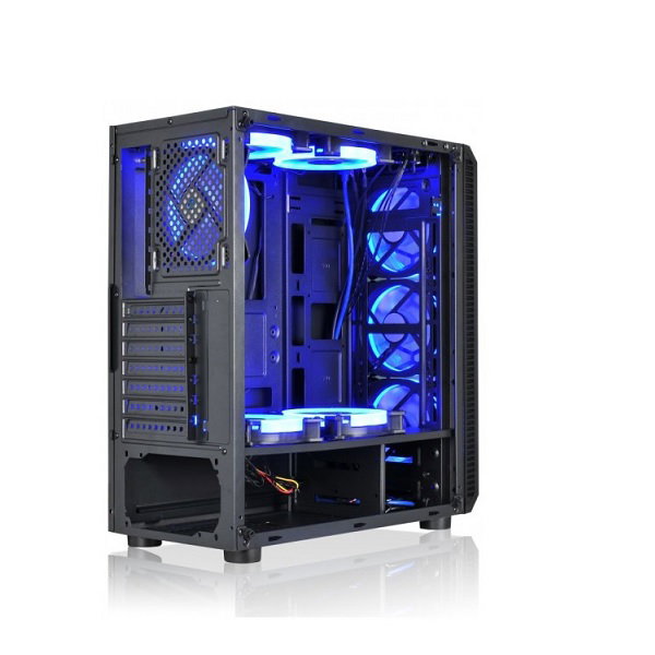 L - link Caja Gaming Avatar ATX Cristal Templado 6 Ventiladores LED Azul USB 3.0 Transparente