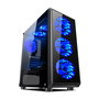 L - link Caja Gaming Avatar ATX Cristal Templado 6 Ventiladores LED Azul USB 3.0 Transparente