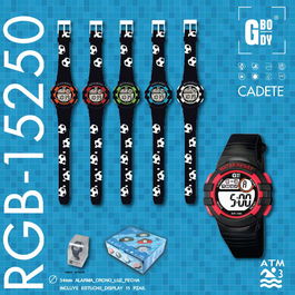 G&B TIME Reloj GBody LCD Cadete Negro con Impresión de Fútbol