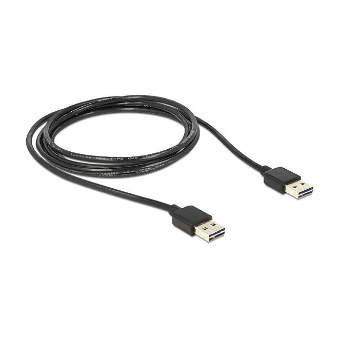DeLOCK Cable USB 2.0 Tipo-A a Tipo-A, 1 m, Negro