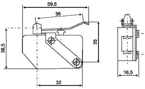 PROMET Interruptor de fin de carrera SPDT con palanca plana 16A