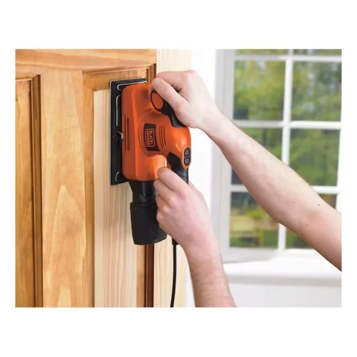 Black+Decker Lijadora Orbital 1/3 Hoja 240W Velocidad Variable 15000rpm Órbita 2mm Almohadilla 91x189mm BLA5035048203330