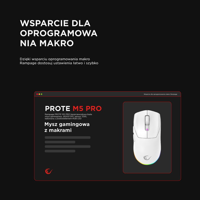 Rampage Prote M5 Pro Ratón Inalámbrico 26000 DPI RGB LED 1kHz Blanco