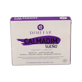 Dimefar Calmadim Sueño 30 Comp. - Melatonina, Vitaminas B3 y B6 y Pasiflora para Conciliar el Sueño y el Descanso