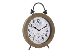 DKD Home Decor Reloj de Sobremesa Hierro y MDF Blanco y Natural 24x5x30 cm