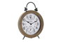 DKD Home Decor Reloj de Sobremesa Hierro y MDF Blanco y Natural 24x5x30 cm