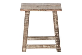 DKD Home Decor Mesita Auxiliar de Madera Reciclada Decapé Blanco