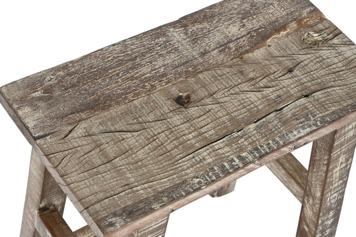 DKD Home Decor Mesita Auxiliar de Madera Reciclada Decapé Blanco