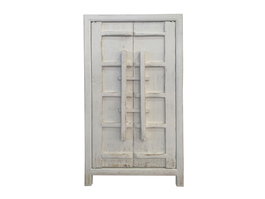 DKD Home Decor Armario Antik China Top Blanco 48 x 210 x 115 cm Olmo Macizo 2 Puertas
