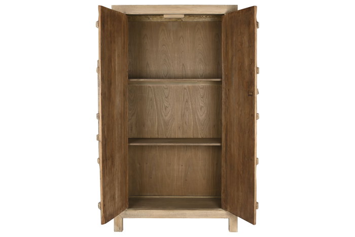 DKD Home Decor Armario Antik China Top Blanco 48 x 210 x 115 cm Olmo Macizo 2 Puertas