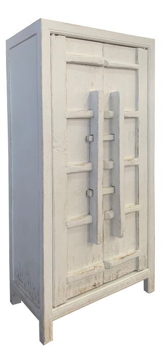 DKD Home Decor Armario Antik China Top Blanco 48 x 210 x 115 cm Olmo Macizo 2 Puertas