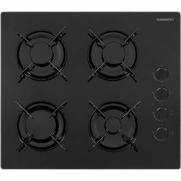 Daewoo BH6GKR40BNL Placa de gas de 4 fuegos, 60 cm, Negra