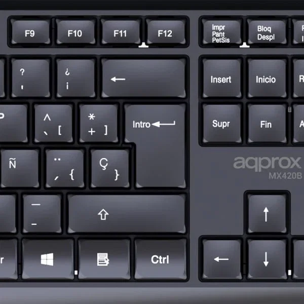 Approx APPMX420B Kit Teclado y Ratón Inalámbrico 2.4 GHz QWERTY Español, Ratón 1000 DPI, Teclado 105 Teclas Completo, Negro