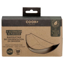 Cook Concept Juego De 24 Barquitas Presentar Cocina 13x8,5x4 cm Vajilla Pino