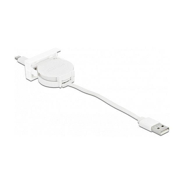 DeLOCK Cable Retráctil Easy 45 USB 2.0 de USB Tipo-A a Lightning de 0,62 m Blanco DeLOCK Cable Retráctil Easy 45 USB 2.0 de USB Tipo-A a Lightning de 0,62 m Blanco