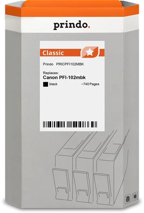 Prindo Cartucho de tinta negro PRICPFI102MBK Classic Prindo Cartucho de tinta negro PRICPFI102MBK Classic