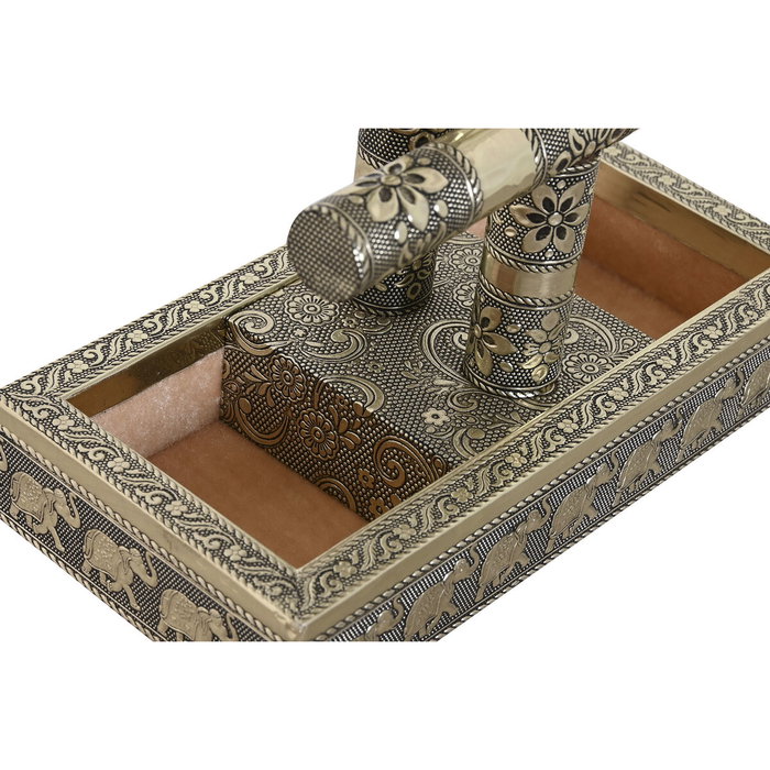 DKD Home Decor Joyero de Madera y Aluminio Champán 20x10x18 cm DKD Home Decor Joyero de Madera y Aluminio Champán 20x10x18 cm