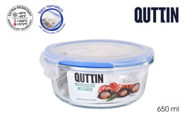 Quttin Fiambrera Redonda Hermética para Alimentos, 650 ml, 6 Unidades