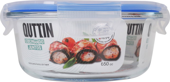 Quttin Fiambrera Redonda Hermética para Alimentos, 650 ml, 6 Unidades