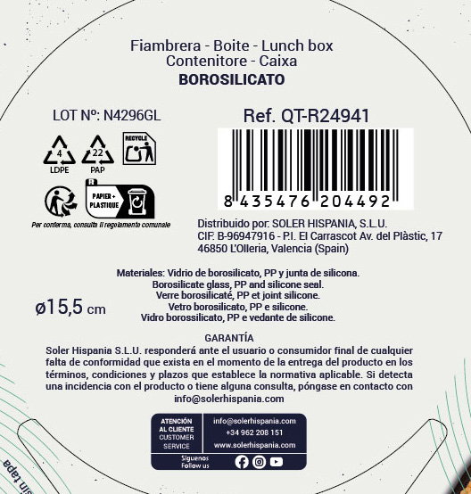 Quttin Fiambrera Redonda Hermética para Alimentos, 650 ml, 6 Unidades
