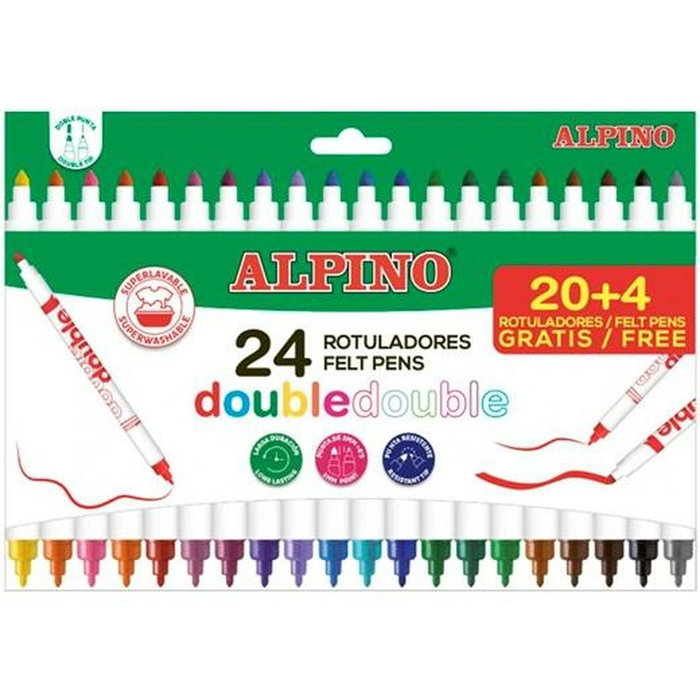 Alpino Rotuladores Double Doble Punta Fina/Gruesa Surtidos 24 Unidades