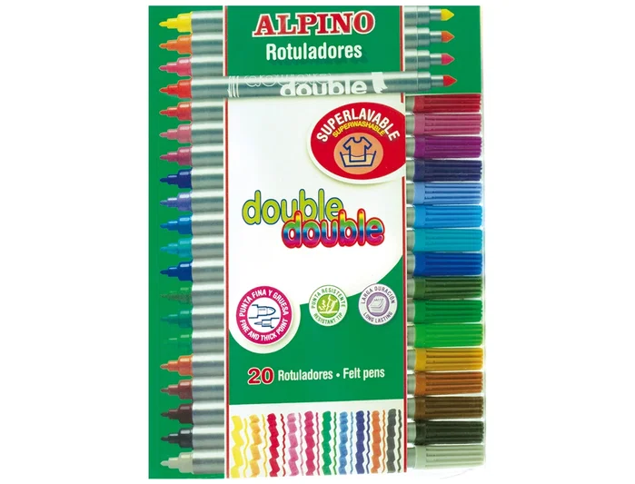Alpino Rotuladores Double Doble Punta Fina/Gruesa Surtidos 24 Unidades