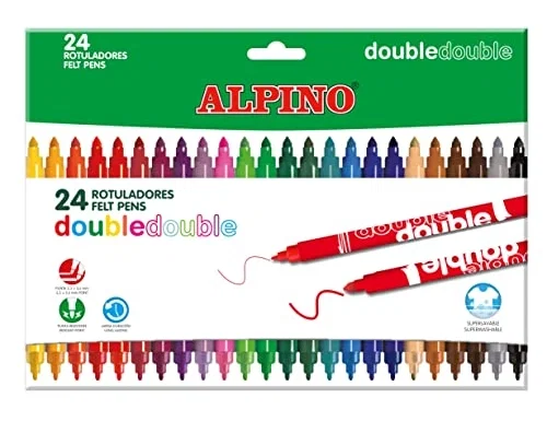 Alpino Rotuladores Double de Doble Punta, Colores Surtidos, 24 Unidades Alpino Rotuladores Double de Doble Punta, Colores Surtidos, 24 Unidades