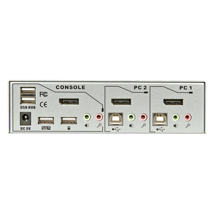 Lindy KVM Switch Pro 2 Puertos DisplayPort 1.2 USB 2.0 y Audio Plata