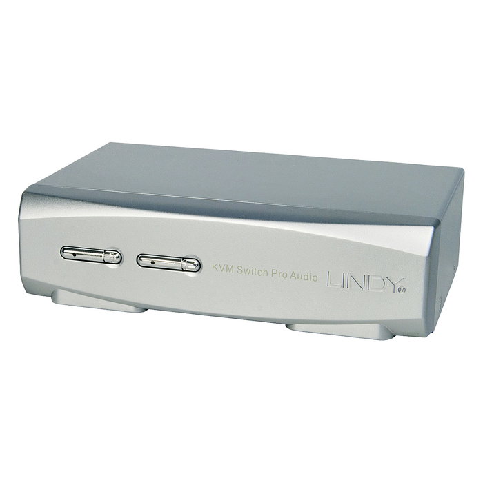 Lindy KVM Switch Pro 2 Puertos DisplayPort 1.2 USB 2.0 y Audio Plata