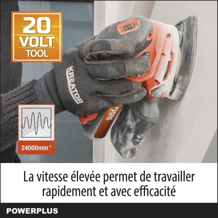 Dual Power Lijadora Múltiple Inalámbrica 20V PowDP50200 + 1x Abrasivo 80G