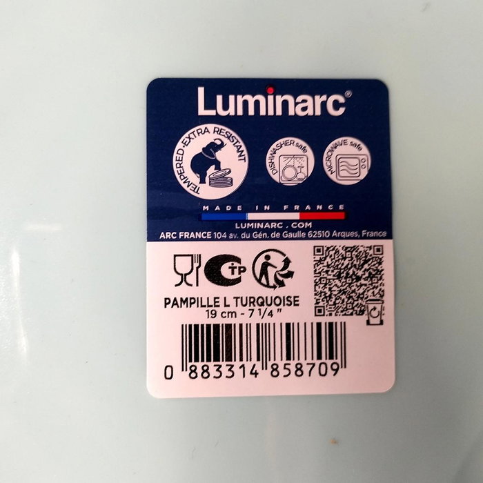 Luminarc Plato Postre Opal Pampille Turquesa 19 cm