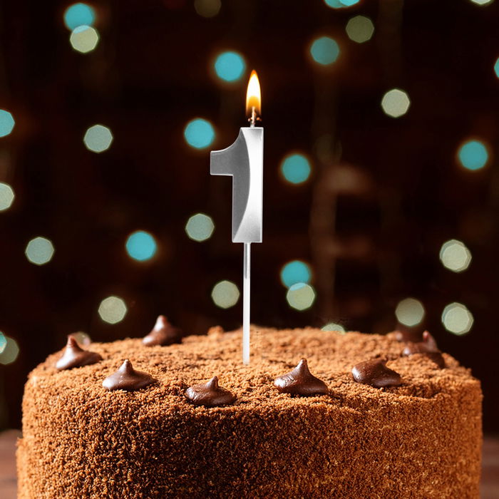 Party Time Vela Aniversario Cifra 1 Plata