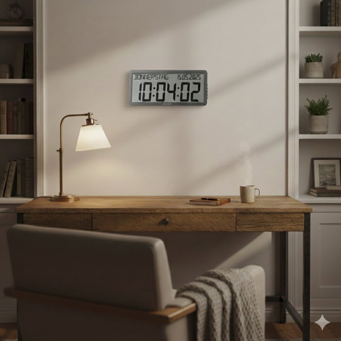 Kienzle Reloj de Pared Digital con Radio y Pantalla de Fecha, Antracita