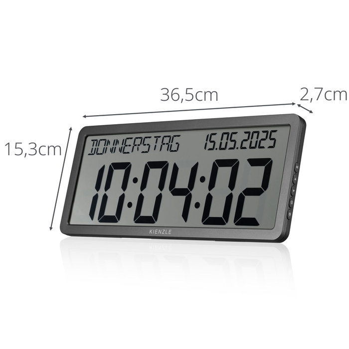 Kienzle Reloj de Pared Digital con Radio y Pantalla de Fecha, Antracita
