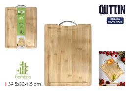 Quttin Tabla de Cortar de Bambú con Asa 39.5 x 30 x 1.5 cm (6 Unidades)