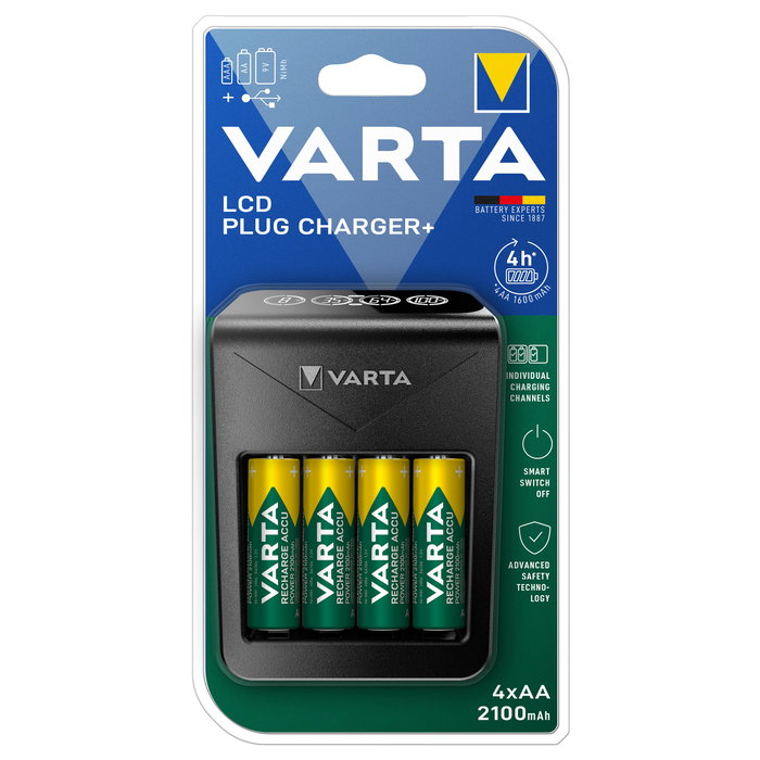 Varta LCD Plug Charger+ con 4 pilas AA 2100 mAh