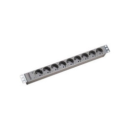 Bachmann ALU 1HE 9-fach 19" Steckdosenleiste, 2,0m, grau, 9 Puertos, ohne Schalter