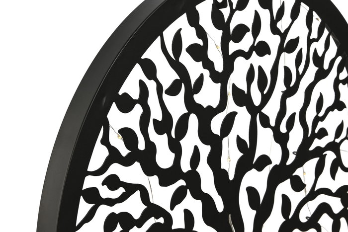 DKD Home Decor Decoración de Pared LED Metal Árbol Negro 40x40 cm