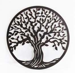 DKD Home Decor Decoración de Pared LED Metal Árbol Negro 40x40 cm
